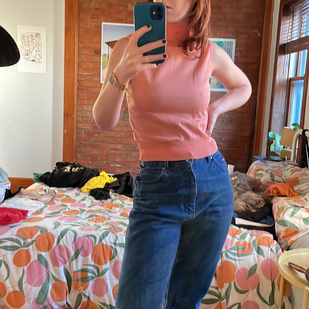 Vintage Peach Mockneck Crop Top